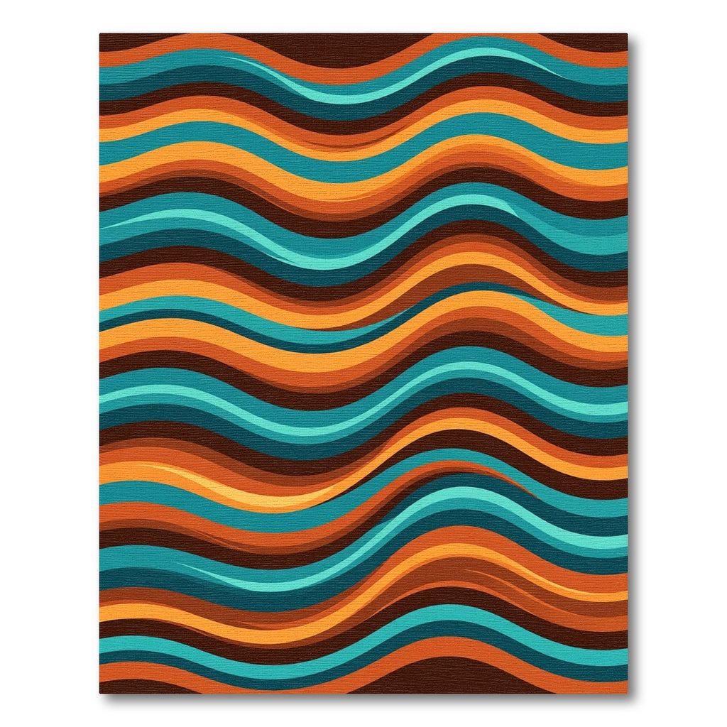 Retro Mid Century Teal Orange Wave Rug