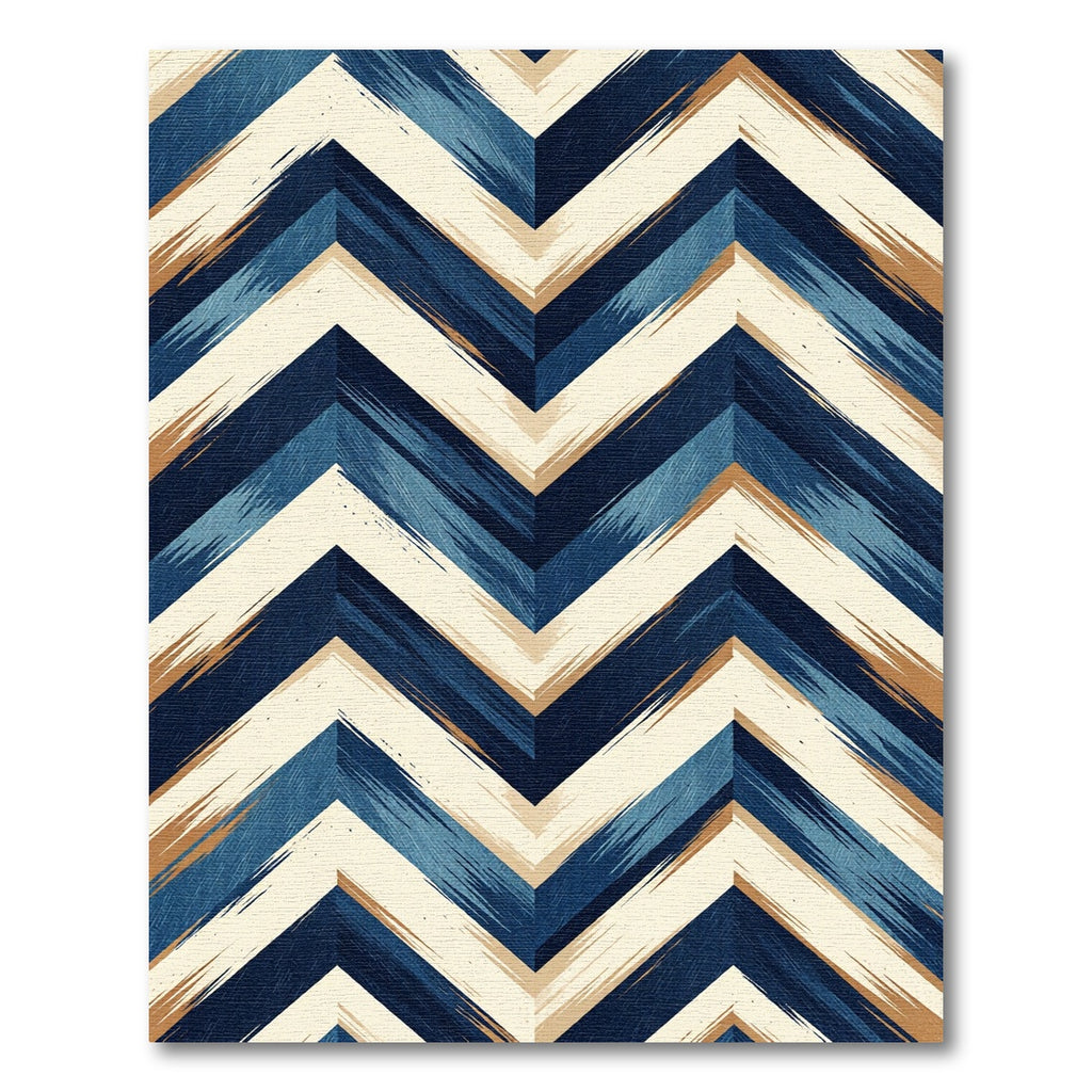 Textured Blue Tan Chevron Stripes Rug