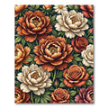 Earthy Botanical Peony and Rose Bouquet Rug