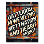 Distressed Industrial Orange Typography Urban Art Rug