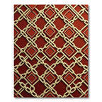 Crimson Interlocking Chain Diamond Rug