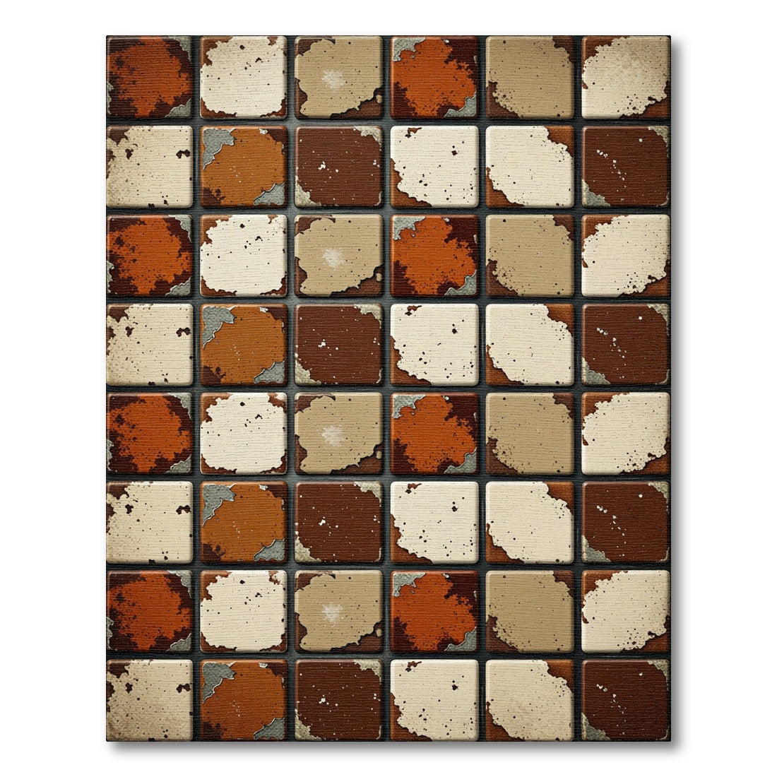 Textured Copper and Beige Tiled Grid Rug