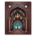 Ornate Golden Tree Lantern Arch Rug