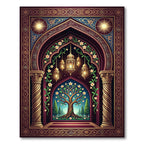Ornate Golden Tree Lantern Arch Rug