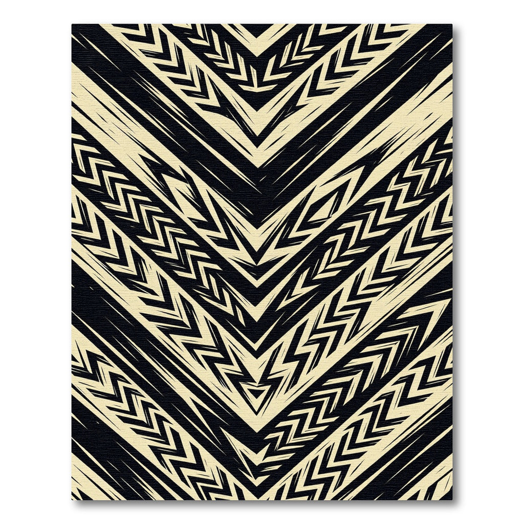 Bold Cream Black Chevron Geometric Rug