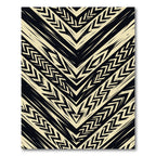 Bold Cream Black Chevron Geometric Rug