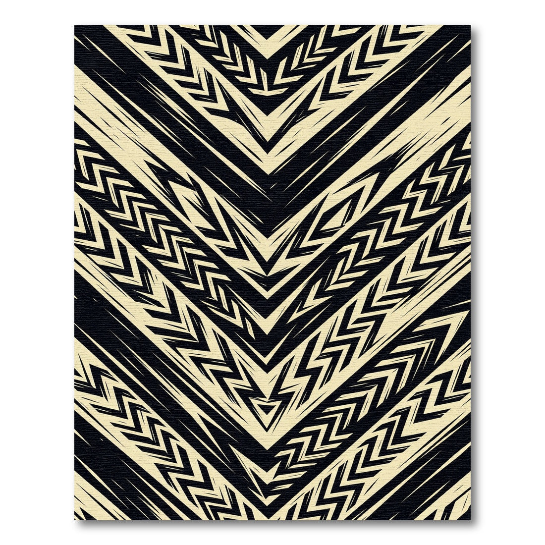 Bold Cream Black Chevron Geometric Rug