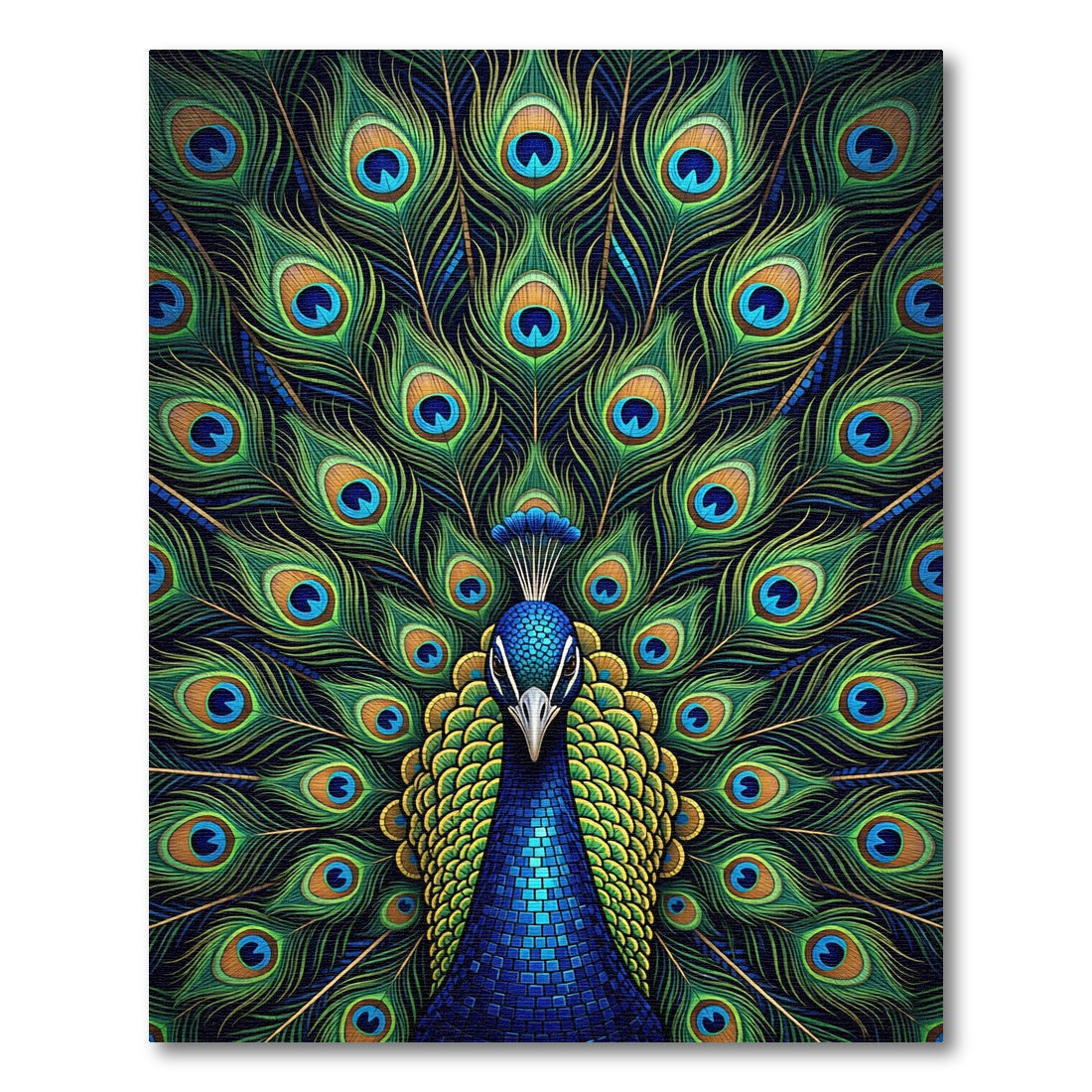 Vibrant Emerald Teal Peacock Feather Symmetry Rug