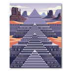 Tribal Stepped Pyramid Southwestern Landscape Rug
