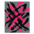 Bold Pink and Black Abstract Stroke Rug