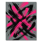 Bold Pink and Black Abstract Stroke Rug