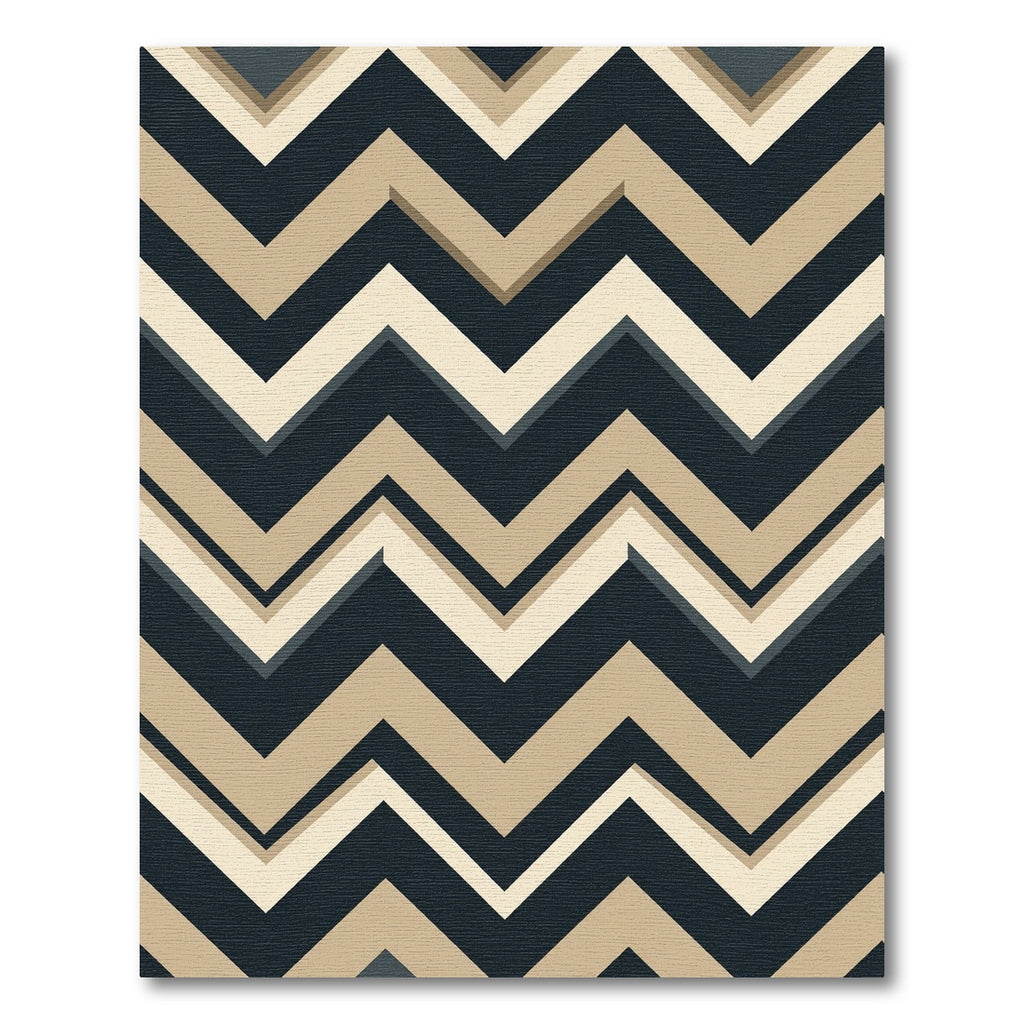 Modern Beige Navy Chevron Bands Rug