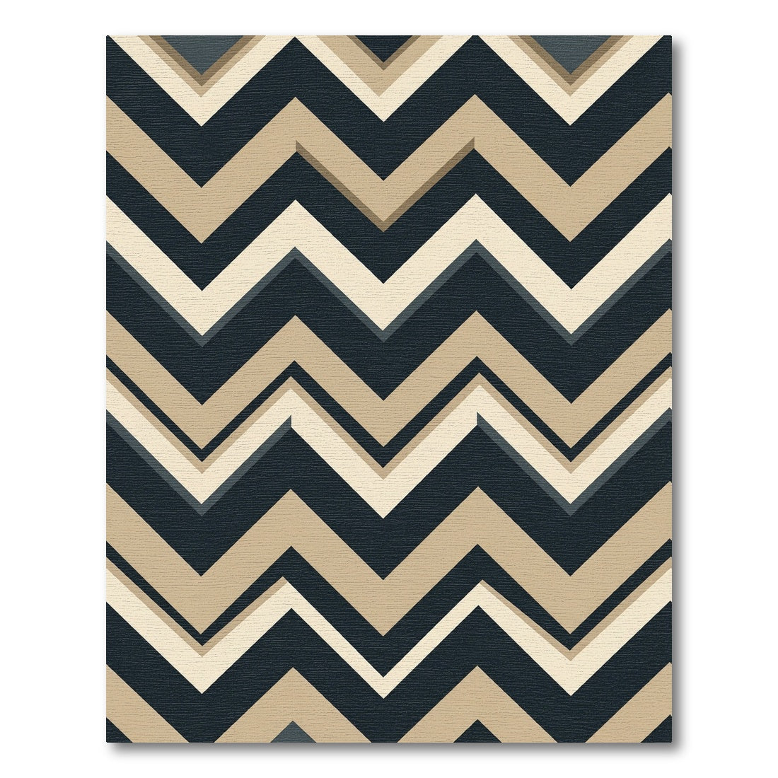Modern Beige Navy Chevron Bands Rug