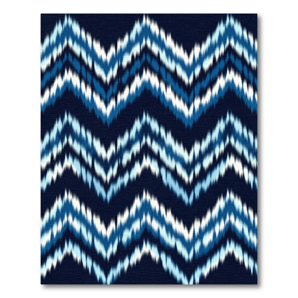 Deep Blue White Jagged Chevron Rug