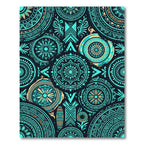 Teal Cyan Geometric Mandala Accent Rug