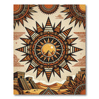 Golden Sun Pyramid Geometric Earthy Area Art Rug