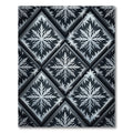Elegant Silver Snowflake Geometric Grid Rug