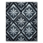 Elegant Silver Snowflake Geometric Grid Rug