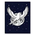 White Bird Moon Night Sky Rug