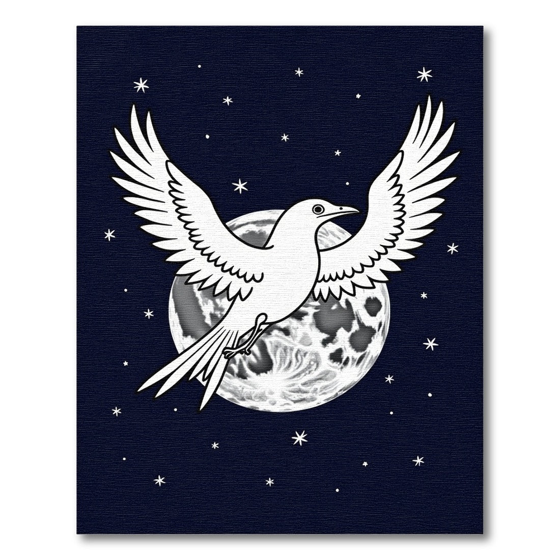 White Bird Moon Night Sky Rug