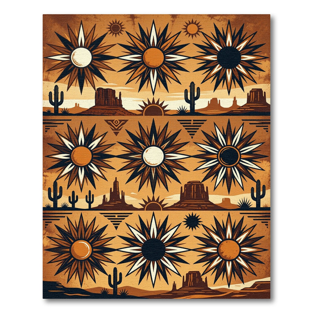Earthy Desert Sun Southwest Geometric Art Rug