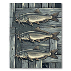 Earthy Gray Catfish Wood Panel Art Rug