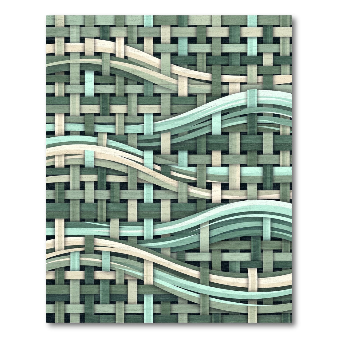 Woven Sage Green Abstract Flowing Lines Rug