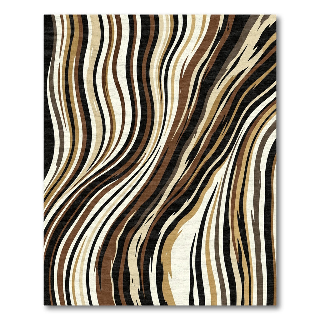 Abstract Earth Tone Wavy Linear Rug