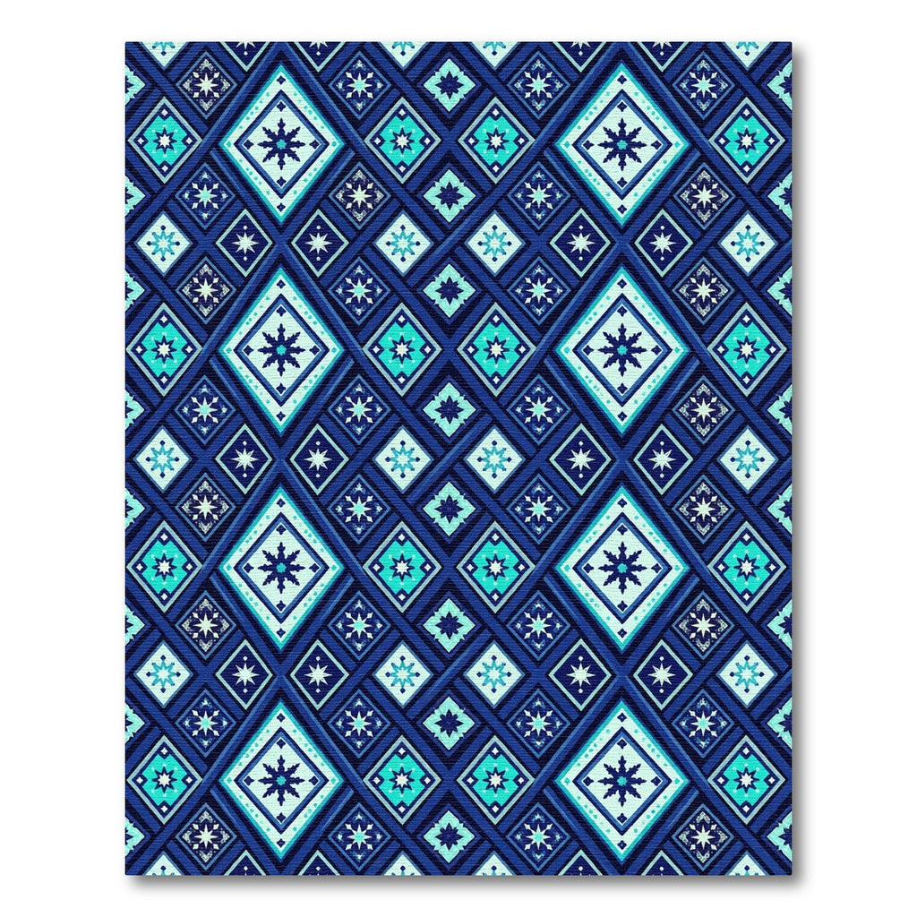 Midnight Blue Geometric Star Diamond Rug