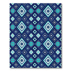 Midnight Blue Geometric Star Diamond Rug