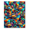Vibrant Poly-Geometric Wood Duck Mosaic Rug