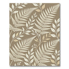 Neutral Taupe Botanical Fern Leaf Rug