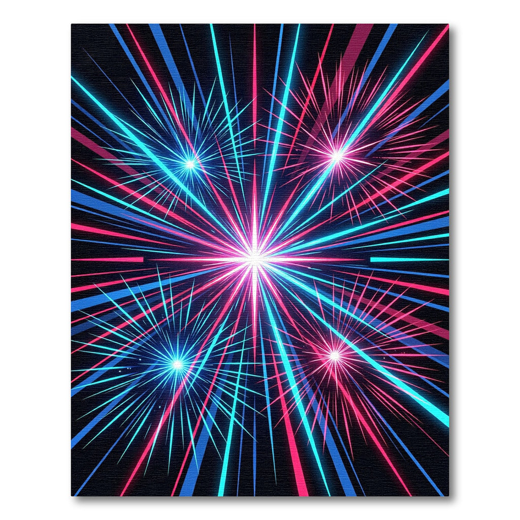 Vibrant Neon Starburst Cosmic Ray Rug