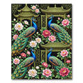 Ornate Peacock Peony Pagoda Chinoiserie Rug