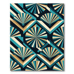 Turquoise Gold Geometric Fan Rug