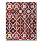 Dusty Rose Floral Quatrefoil Pattern Rug
