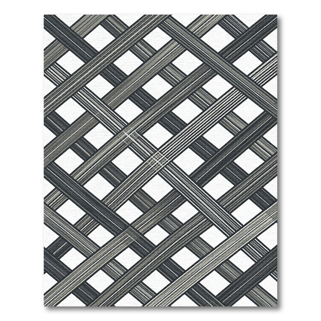 Monochrome Geometric Lattice Overlay Rug