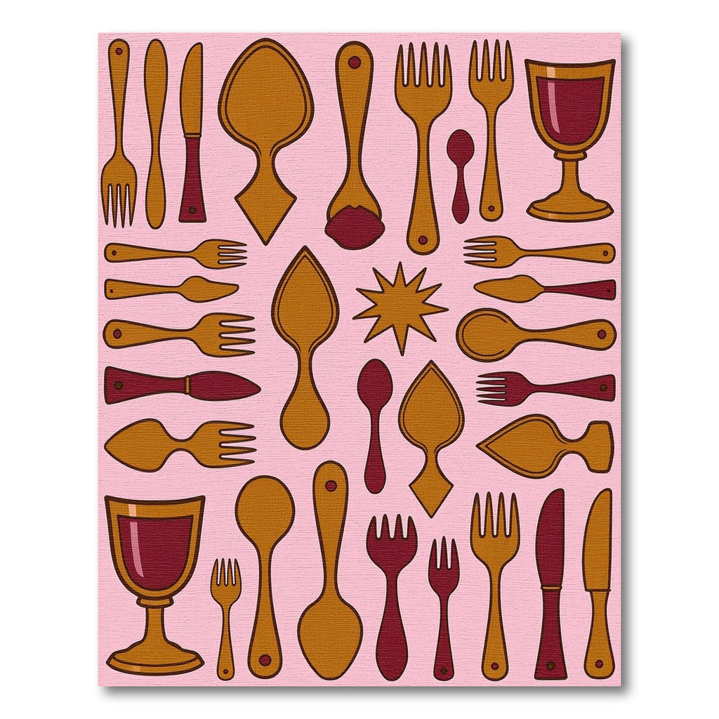 Retro Cutlery And Goblets Collection Rug
