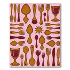 Retro Cutlery And Goblets Collection Rug