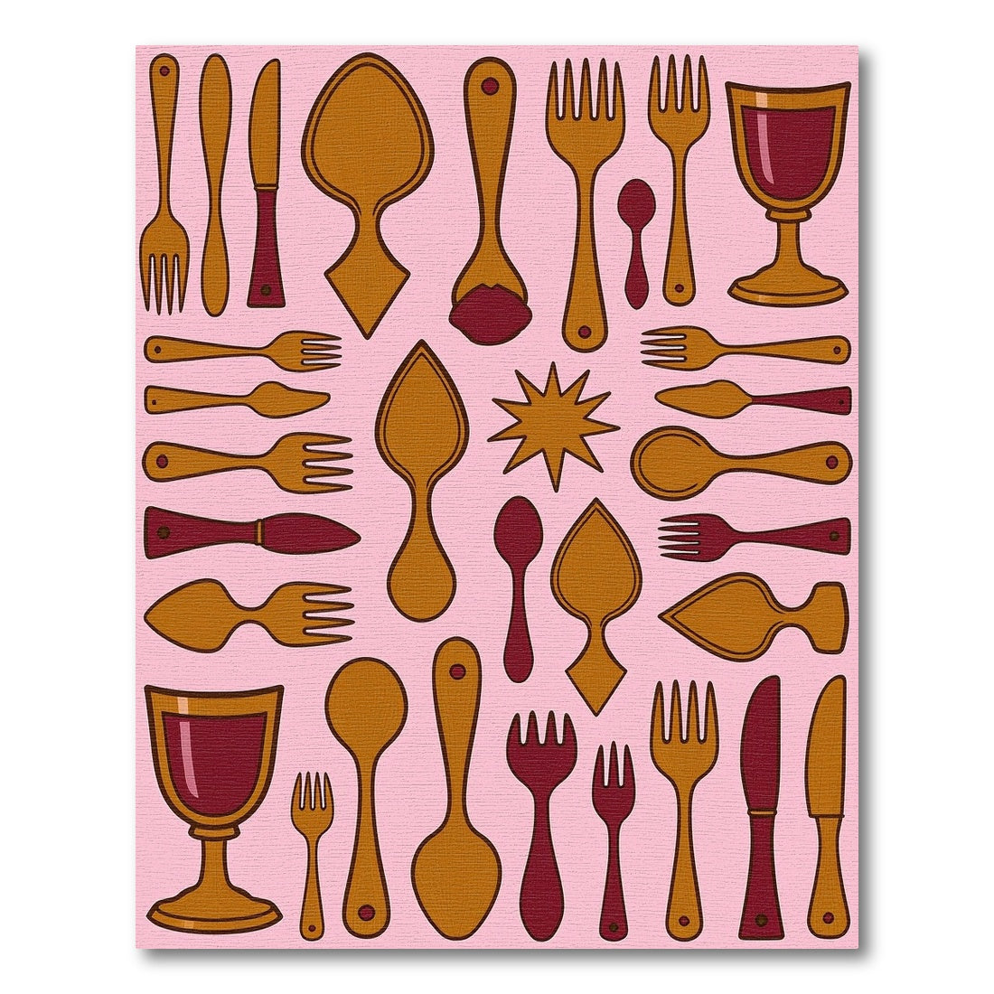 Retro Cutlery And Goblets Collection Rug