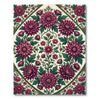 Vibrant Magenta Chrysanthemum Floral Medallion Rug
