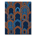 Ornate Blue and Orange Arched Gate Rug