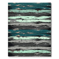 Distressed Teal Gray Wood Grain Rug