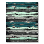 Distressed Teal Gray Wood Grain Rug
