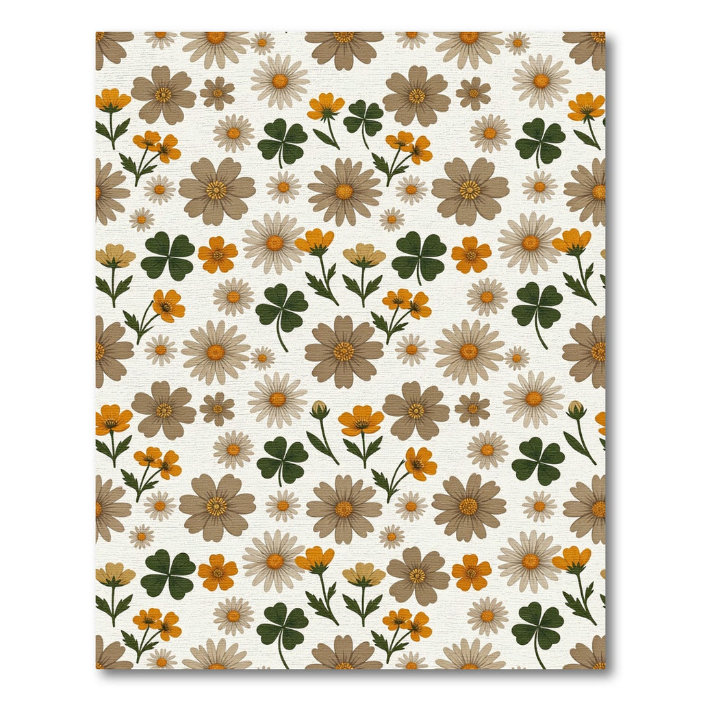 Earthy Floral Scatter with Clover Rug