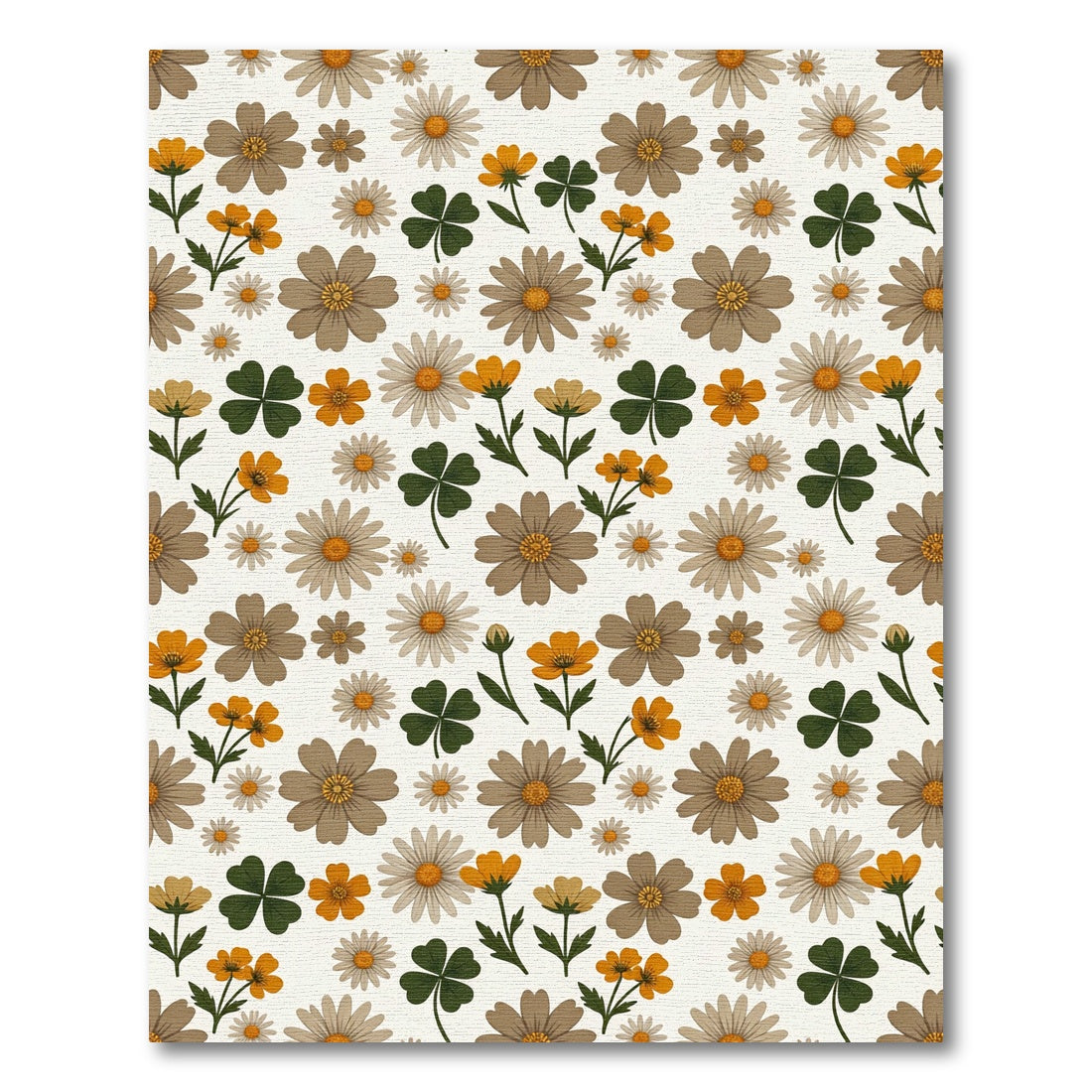 Earthy Floral Scatter with Clover Rug