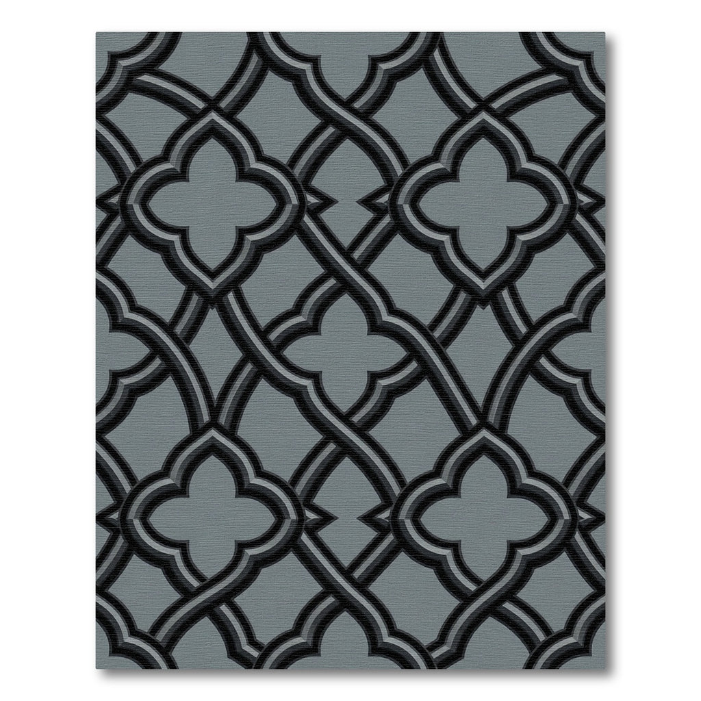 Modern Charcoal Interlocking Quatrefoil Geometric Rug