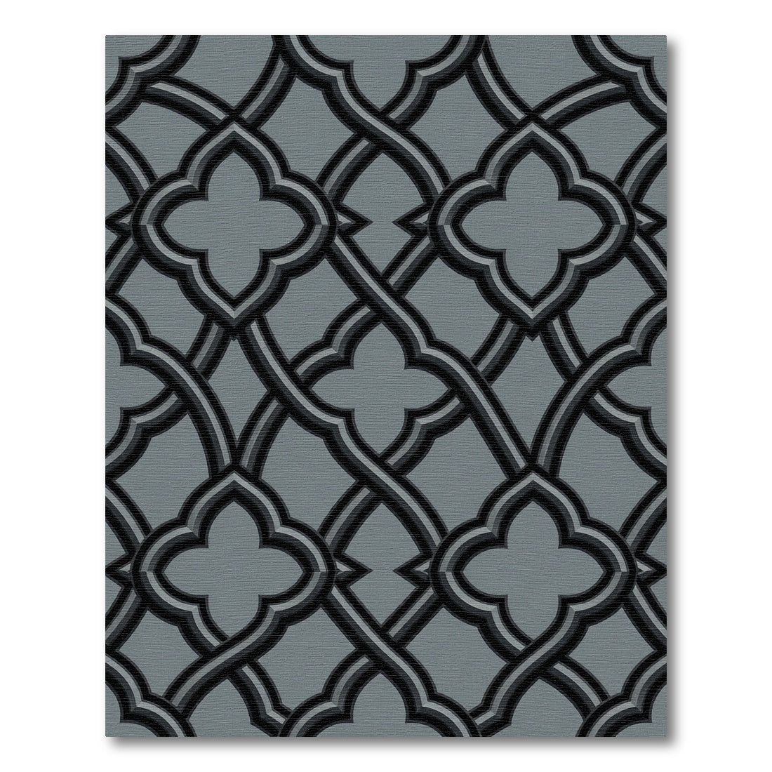Modern Charcoal Interlocking Quatrefoil Geometric Rug