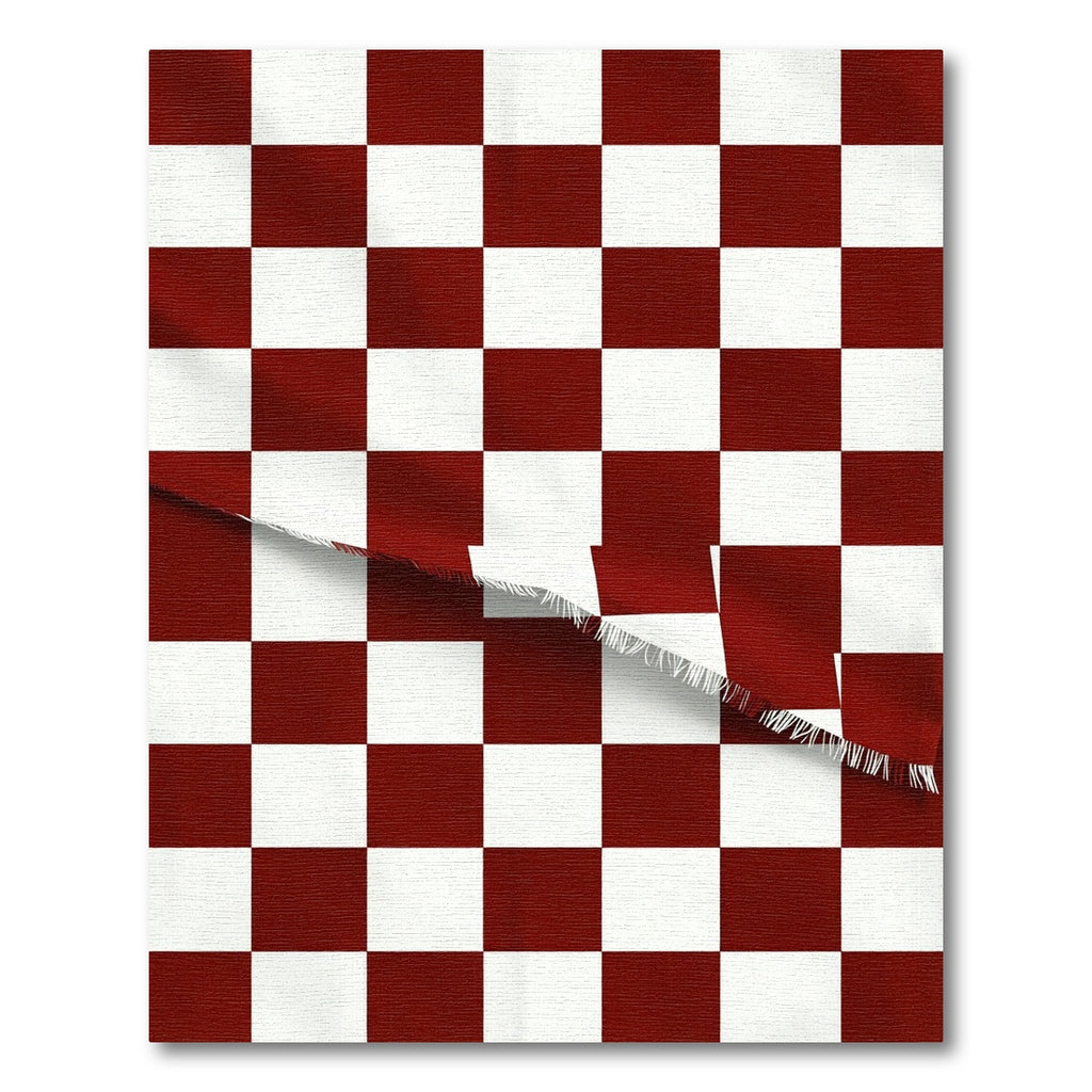 Bold Crimson and White Checkerboard Rug