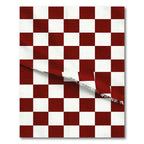 Bold Crimson and White Checkerboard Rug